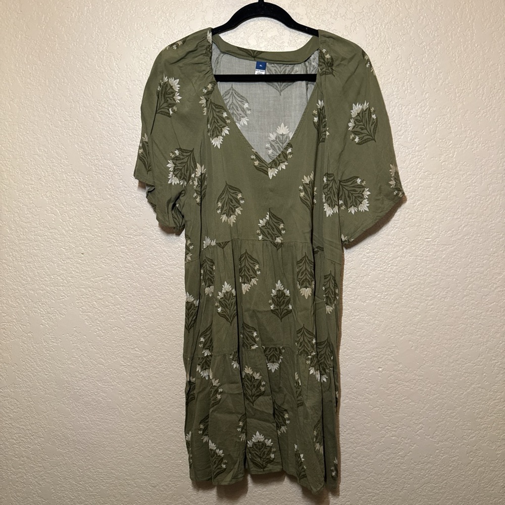 Old Navy Olive Green Floral Dress